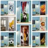 Aufkleber Fußball Basketball 3D Tapete Türaufkleber Schlafzimmer Dekoration Selbstklebendes Poster Wandtattoo Abnehmbare Wandbilder Deurstickers