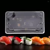 Ta ut containrar 25 datorer Sushi Box Packing Container Food Veggie Tray Lid Disponibla Trays Mini Cake Muffin