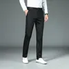 Högkvalitativ lyxig rak Busin Suit Pants Men Bambu Fiber Designer Autumn Winter Elegant Casual LG Formell byxa Male Q9ls#