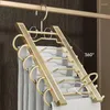 Cabides Magia Calças Multi Camada Liga de Alumínio Calças Rack de Armazenamento 360 ° Rotatable Dobrável 6 em 1 Cabide Organizador