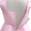 Красивая жевательная резинка Розовые атласные платья для девочек Платья для девочек с цветочным узором Платья для девочек на день рождения/вечеринки Повседневные юбки для девочек Детская одежда SZ 2-10 D326177