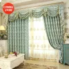 Cortinas jacquard douradas para sala de estar, cortinas de luxo para quarto, pano de fundo bordado, janelas blackout, tule europeu