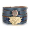 Bracelets de charme Allyes multicouche PU cuir Bracelet pour femmes bijoux irrégulier naturel perle géométrique métal Wrap bracelets