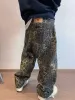 american Vintage Leopard Print Pants Wed Hip-hop Fi Trend Street Rap High Waisted Straight Y2K Loose Drag Pants Jeans z6iS#