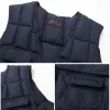 classic Multi-Pocket Men's Padded Vest Winter Warm Sleevel Coat Tactical Vest Jacket for Men Solid Lightweight Male Waistcoat F1pD#