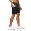 Nuovi pantaloncini da uomo Sport Fitn 2-in-1 Pantaloncini a doppio strato elasticizzati traspiranti ad asciugatura rapida Pantaloni da jogging Pantaloni da allenamento per corsa da palestra h25e #