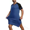 2024 Mens Nightgown Fi Patchwork Sleep Robe Solid Pijamas Homem Manga Curta Roupão Solto V Neck Nightwear Onesie S-5XL y6Bp #