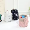 Women Lazy Drawstring Cosmetic Bag Color Cylinder Drawstring Travel Makeup Bag Large Capacity Beauty Makeup Storage Toiletry Kit