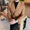 Hommes Dr Automne Blazers Cott Lin Boucle Oblique Tuxedo Homme Veste Un Butt Poches Blazer Manteau Homens Costume Mâle Vêtements M3EG #