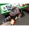 Relógios para homens Relógio automático de luxo Excalibur Chain Movement Case 46 mm pulseira de borracha com rodas voadoras duplas relógios de pulso à prova d'água perfurados HEQH