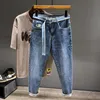 primavera nuovi uomini streetwear jeans fi pantaloni moto coreano fi casual gioventù hip hop piccoli piedi denim pantaloni H7tJ #