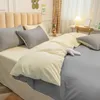 Cream Style Solid Colors Pink Yellow Bedding Set Twin Full Queen King Size Bed Linen Girls Adults Bed Plat Sheet Pillow Case 240319