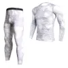 2ピーストラックスーツの男性Compri Mma Lg Sleeve T Shirt rgard Kit Camoueスウェットシャツ+レギンスフィットンサーマルアンダーウェア＃＃