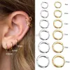 Hoop Huggie 1 par de aretes de aro pequeños redondos de acero inoxidable de alta calidad adecuados para mujeres y hombres hip-hop punk liso simple con joyería perforada 240326