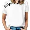 Camisetas femininas -Mg Segurança Mercadoria Rápida Moda Zip Off Ombro Top Manga Curta Mulheres Camisa Mg