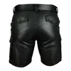 Men's Shorts Men Faux Pu Leather Pants Fashionable Trendy Solid Casual Gothic Short Korean Clothes Trousers