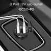 Nuovo 12 V/24 V Triplo Alluminio Metallo 60 W Usb-C Presa di Ricarica Multipla Pd3.0 Due Porte Qc3.0 Con interruttore Adattatore Per Auto Veloce