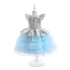 Pretty Blue V-Neck Girl's Pageant Dresses Flower Girl Dresses Girl's Birthday/Party Dresses Girls Everyday Skirts Kids' Wear SZ 2-10 D326178