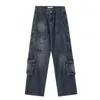 american Streetwear Multi-pocket Cargo Jeans For Men Y2K Vintage Wide Leg Denim Pants Hip Hop Fi Baggy Jean Hombre Trousers n1Up#