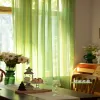 Rideaux Rideaux en Tulle Faux lin vert pin pour salon Sauce Orange rayé Texture épaissie protection solaire fenêtre écran Voile rideaux