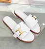 2024 Summer Walk Marcie Gold-toned Buckle Sandals Shoes Women Calfskin Leather TPU SOLE SLIDE LATS Slip-On Slippers Mule Daily Lady Walking White Black Slipper Box