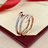 Luxury Gold Nail Men Ring for Women Designer Rings Diamond Silver Sterling Mens Trinity Jewelry Band Gift K2PK#