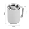 Tazas de té Taza de café de 450 ml Taza aislada al vacío de acero inoxidable con asa y tapa 8,5 11,5 cm Blanco Rosa