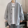 2023 coreano felpe da uomo Fi stile di colore solido con cappuccio autunno marca casual cappotto allentato strada spessa caldo cardigan maschile R9HZ #