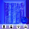 Strängar vägg hängande saglig lampor fjärrstyrd LED -gardin för sovrum utomhusdekor bröllop fester
