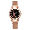 Eiffel Tower Starry Sky Digital Women's Magnet Lazy Man Absorbering Iron Stone Wrist Watch