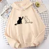 Hommes Sweat à capuche de couleur unie Printemps Automne Fi Pull Mignon Carto Clap Cat Imprimer Vêtements Femmes Casual Capuche Streetwear c7dj #