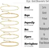 Goldarmbänder für Damen, Goldketten-Armband-Sets für Damen und Mädchen, 14 Karat vergoldet, zierliche Glieder-Büroklammer-Armbänder, stapelbares Kuba-Armband-Set mit geschichteten Metallgliedern, Ankl