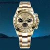 Roles Watch Clean Factory Dayton 4130 Quartz Movement Sapphire Reloj for Men with Box Wrist 40mm Folding Buckle Gold White Waterproof Mechanical Movem CVOC