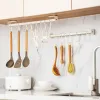 Rails Home White Nonperforated Kitchen Hook Rack Hanging Rod Wallmounted Wall Spatula Shelf Spoon Spatula Storage Hanging Rack