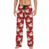 Pantalon de pyjama de Noël pour hommes Santa Tree Cat Imprimé Cordon Taille élastique Homewear Bas Vêtements de nuit amples Pantalon droit s87L #