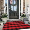 Tapis 1pc Tapis de Sol de Noël Tapis de Bain à Carreaux Rouge et Noir Tapis d'entrée Classique Tapis de Porte d'entrée pour la Maison, la Cuisine, la fête, Les Vacances