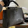 2024 Crocodile Pattern Handbag Purse Leather Fashion Letters Removable Strap Golden Hardware Tote Shopping Bag Multiple Colors 27cm