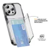 iPhone 15の透明カードスロットキックスタンドケース15 14 13 12 Pro Max Samsung S23 S24 Ultra 5Gクリア保護バックカバー