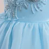 Schönheit Weiß Rosa Blau Juwelenapplikation Festzugskleider für Mädchen Blumenmädchenkleider Geburtstags-/Partykleider für Mädchen Alltagsröcke für Mädchen Kinderkleidung Gr. 2–10 D326176