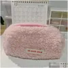 Paniers de rangement Mise à niveau Mignon Lamb Hair Voyage Maquillage Sac Stylo Crayon Pochette Cosmétique Étudiant Grande Capacité Mtifonction Drop Livraison Dhshf