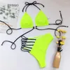 Women's Swimwear Sexy Neon Yellow Pink Asymmetrical Bikini High Waist Swimsuit Women Set Halter Bather Bathing Suit