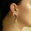 Ear Cuff Ear Cuff Retro gold crystal drop ear cuffs with no perforations twisted ear clip fake cardboard box clip girl earrings Y240326