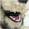 Feestmaskers 2022 DIY Halloween Wolf Dog Mask Simation Fur Long Haar Dier grappige kerstcosplay Fox Lion kan worden hergebruikt Drop deliv Dhvnw