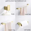 Bath Accessory Set Burshed Gold Bathroom Accessories 4 Piece Towel Bar Paper Holder Robe Hook Ring Hardware