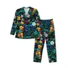 Pijamas Mens Tropical Floral Print Sleep Pijamas Midnight Garden 2 Pieces Vintage Pyjama Set Lg Sleeve Oversized Home Suit u9YD #