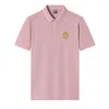 Herren-Polo-Poloshirt mit goldenem Emblem, bedruckt, kurzärmelig, lockeres, lässiges Oberteil, hochdichte Polyesterfaser