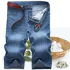 Yaz kot pantolonlar erkek denim elastik gerilmiş ince kısa jean büyük boy artı açık mavi 42 44 46 48 erkek baldır uzunluğu pantolon s05o#