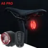 Cykel bakre lampa bromssljus inbrottslarm fjärrsamtal trådlös kontroll USB -laddning Led Lantern Bike Finder Horn A8PRO 240322