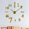 Accessoires Oho marque acrylique miroir Horloge murale 3d grande montre à Quartz Horloge Murale horloges modernes salon décoration de la maison autocollants