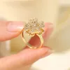 Designer ring kvinnor stil utsökt lyx zirkon fyrblad klöver roterande ring lycklig överföring smycken gåva för kvinnor för vänner
